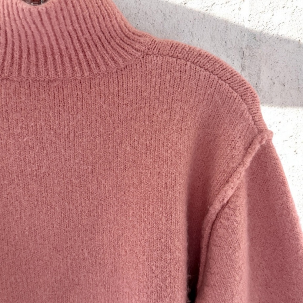 Zara Women’s Pink Mock Turtle Neck Cropped Oversized Sweater! Small! - Picture 6 of 7